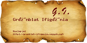 Grünblat Ifigénia névjegykártya